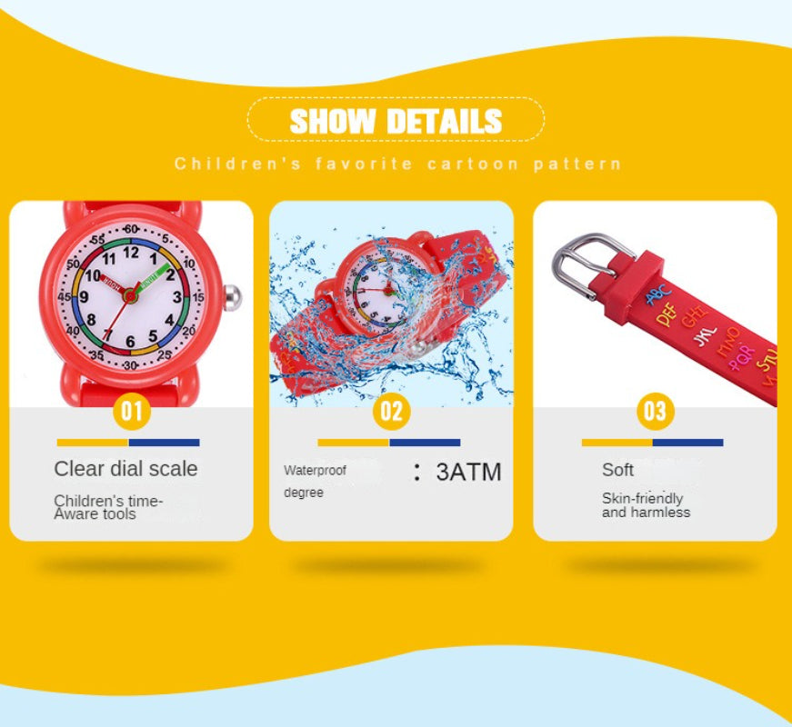 Kids Watches 3D Cute Cartoon Waterproof Silicone Children Toddler Wrist Watch for 3-10 Year Girls Boys Little Child Clock Gifts