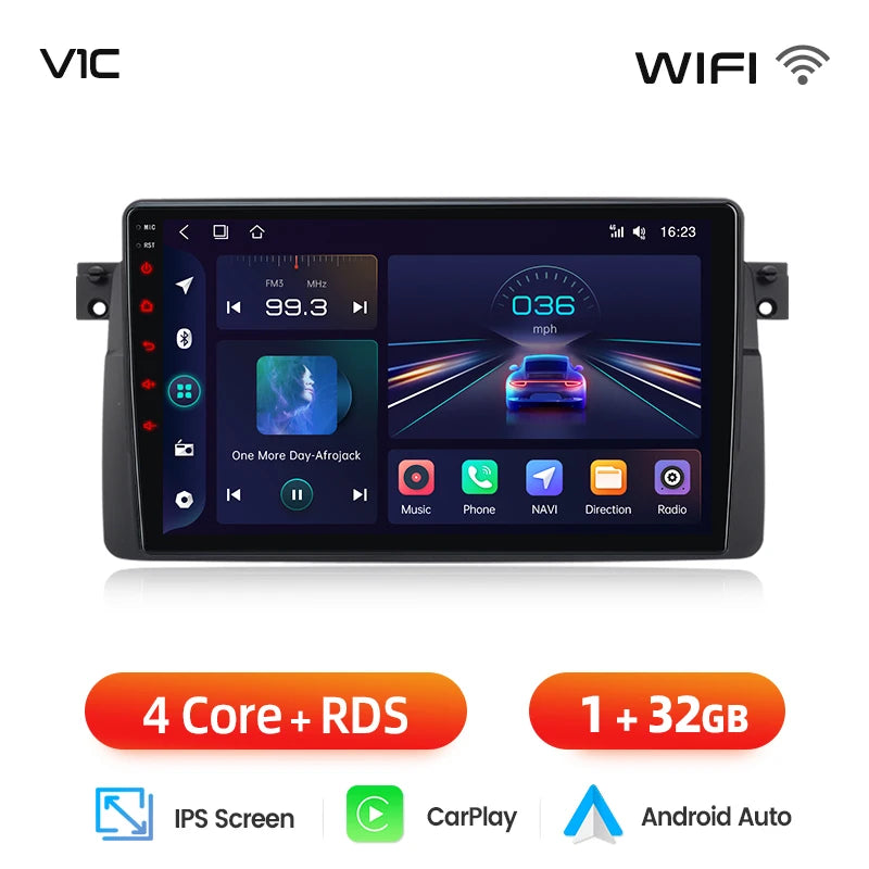 Junsun Wireless CarPlay for Apple Android Auto Car Radio for BMW E46 M3 X5 1998-2006 GPS RDS Touch Screen