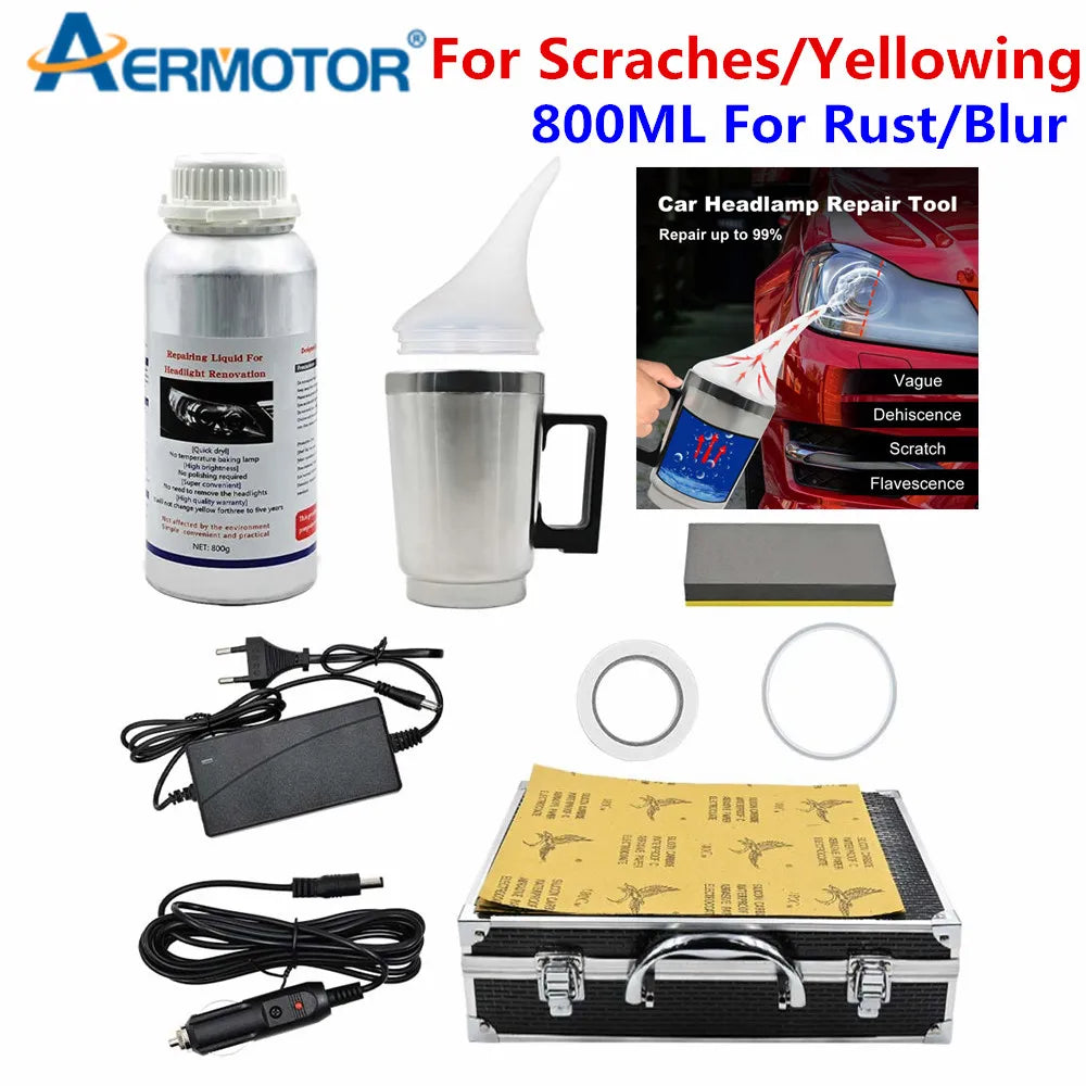 Top 800g Car Headlight Chemical Polishing Kit Liquid Polymer Headlights Refurbishment Scratch Repair Headlights Restoration Kit