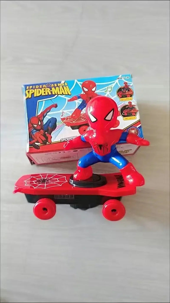New The Avengers Spiderman Automatic Flip Rotation Skateboard Acousto-optic Car Electric Music Stunt Scooters Toy Christmas Gift