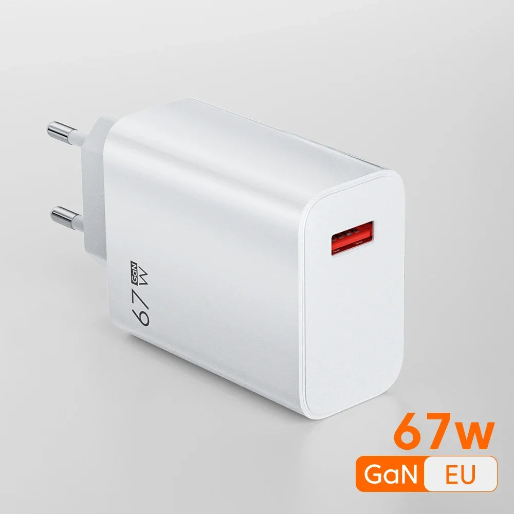 67W USB Charger Fast Charging Mobile Phone Adapter USB Quick Charger QC3.0 Adapter For iPhon Samsun Xiaomi 15 Redmi Oneplus