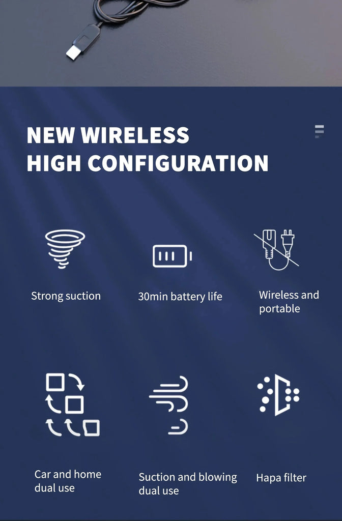 CENRR 98000PA Mini Car Vacuum Cleaner HandHeld Portable Wireless Vacuum Cleaner Powerful Cordless Vacuum Cleaner Home Appliance