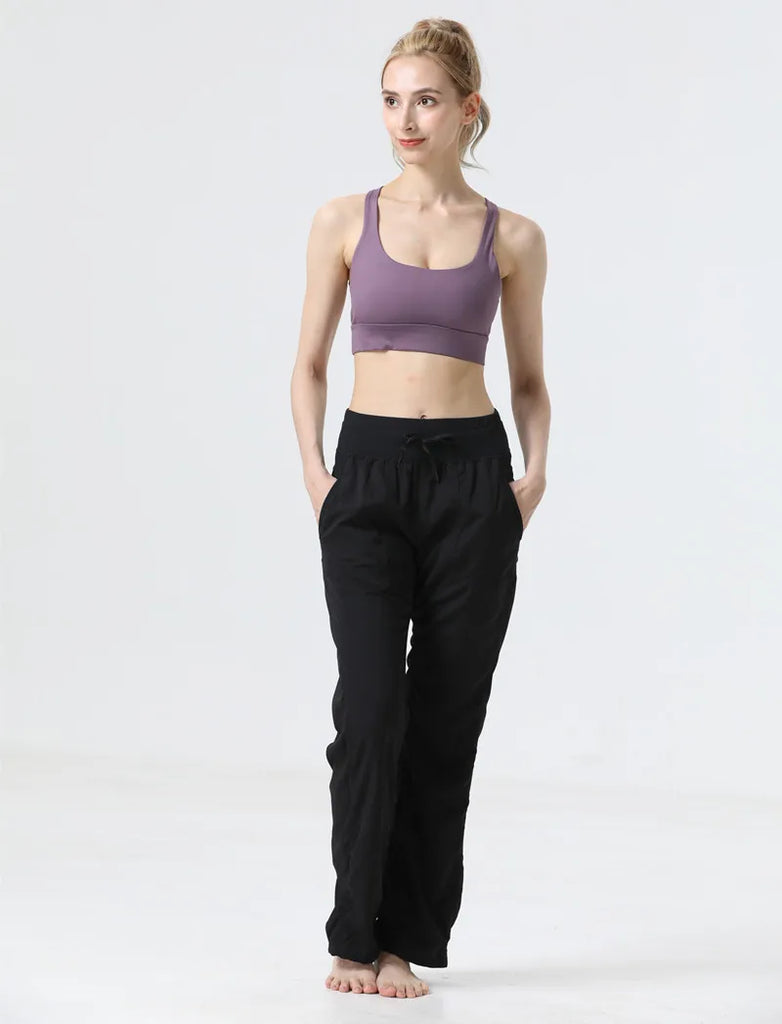Women's New Folded Yoga Pants Super Soft Loose Micro Horn Fitness Commuter Leisure Sports cropped pants