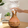 500ml Wood Grain Humidifier with Flowers, Quiet Aromatherapy Diffuser, USB Rechargeable Mini Humidifier with Colorful Night Ligh