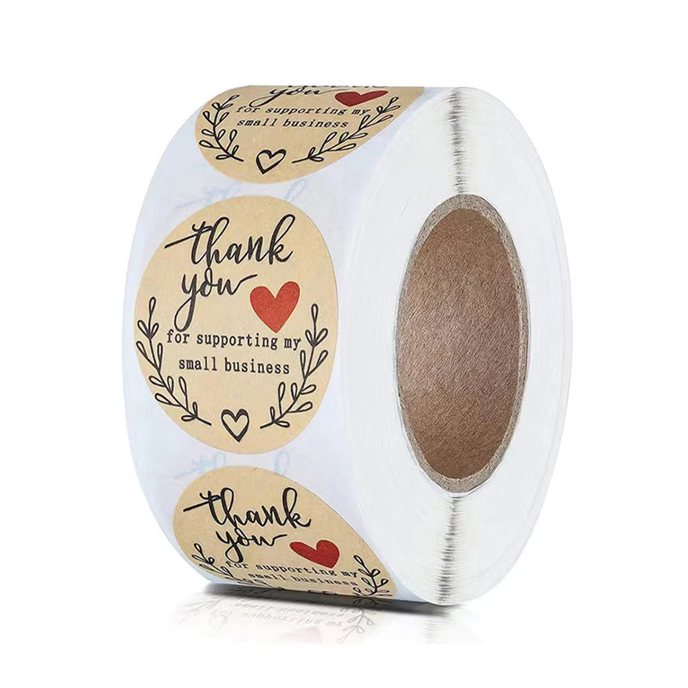 100-500pcs Round Natural Kraft Handmade Stickers Scrapbooking For Package Adhesive Thank You Sticker Seal Labels