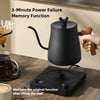 1000ML Smart Temperature Control Electric Kettle - Auto Shut-Off & Boil-Dry Protection - Stainless Steel Pour-Over Coffee &