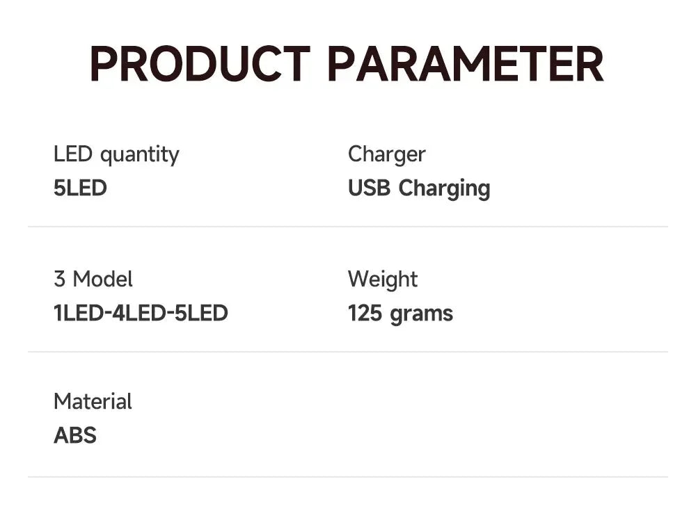 5 LED Flashlight Rechargeable with Built in Lithium Battery Strong Head Light Camping Adventure Fishing Cycling Headlamp