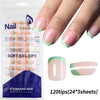 240/120Pcs Colorful French Short Square False Nails Full Cover Fake Nail Tip Extension Acrylic Wearable Ballerina Press on Nails