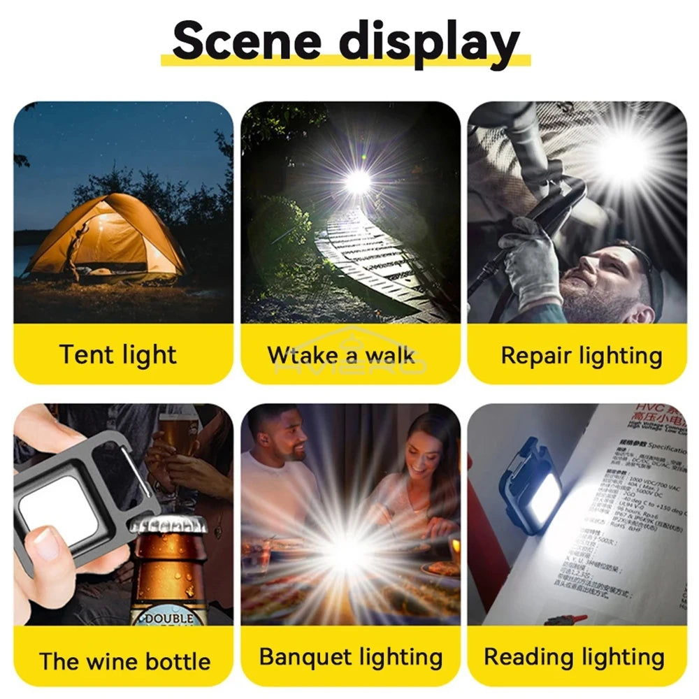Mini Flashlight Keychain Carry LED Light Work High Power Flashlights Waterproof USB Charge Hard Lamp Outdoor Lighting Highlight
