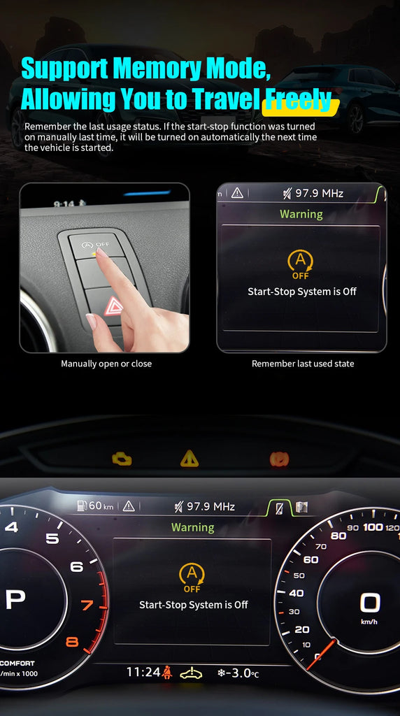 For AUDI A1 2011-2018 Car Automatic Stop Start Engine System Off Close Control Sensor Plug Smart Stop Cancel Auto Accessorie