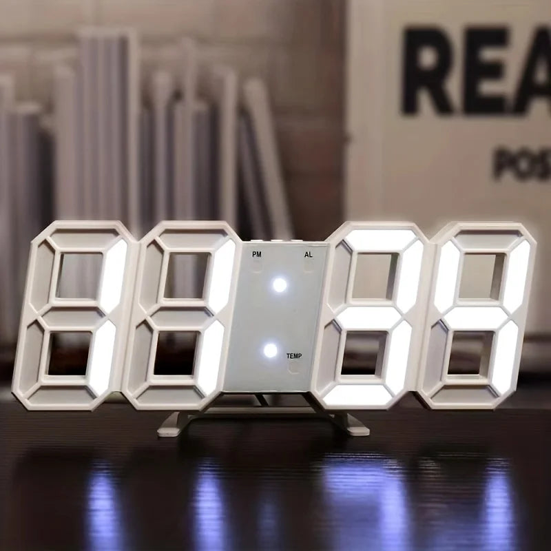 3D LED Wall Clock: Modern Digital Design with Nightlight & Luminous Alarm for Living Room Decor