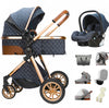 Luxurious Baby Stroller 3 in 1 Portable Travel Baby Carriage Folding Prams High Landscape Aluminum Frame Car for Newborn Baby