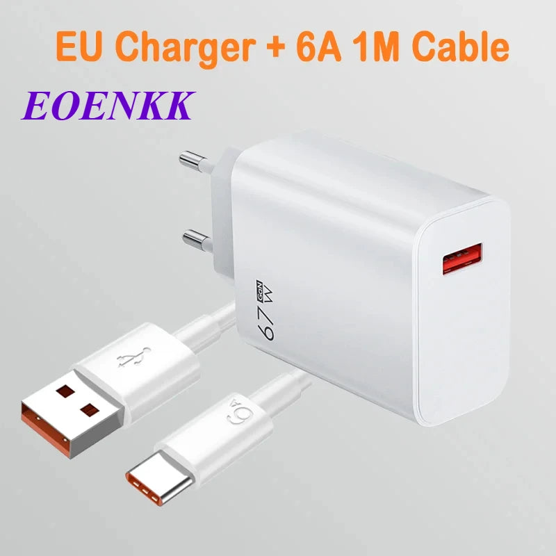67W USB Charger Fast Charging Mobile Phone Adapter USB Quick Charger QC3.0 Adapter For iPhon Samsun Xiaomi 15 Redmi Oneplus