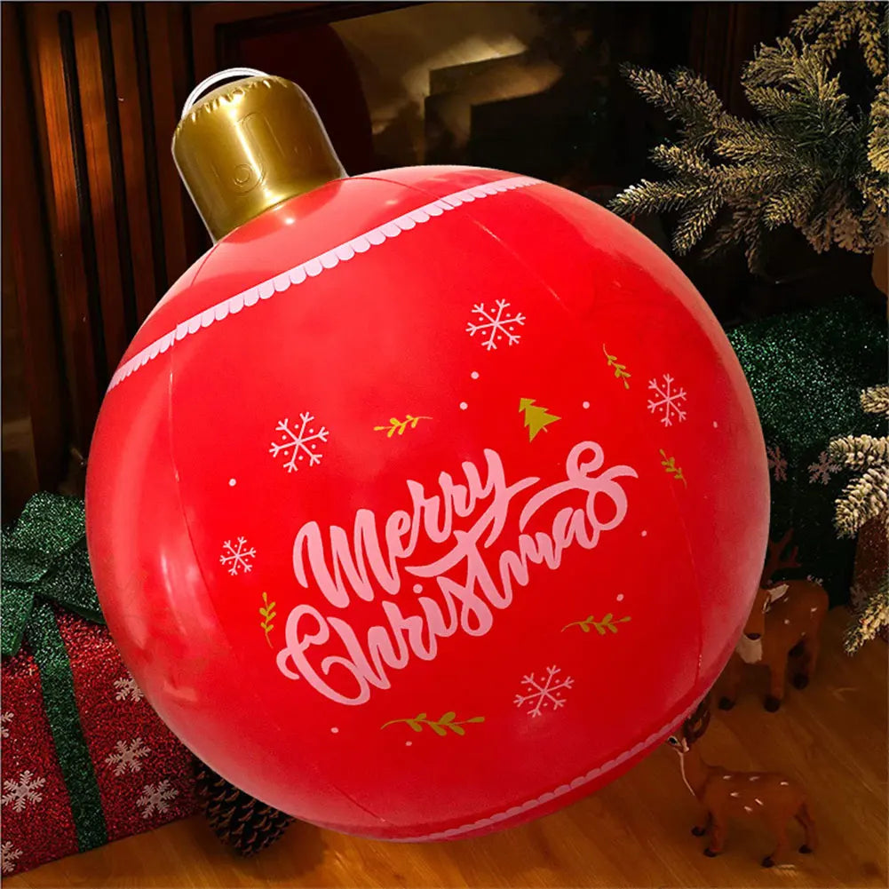 24 Inch PVC Inflatable Christmas Ball Outdoor Christmas Decorations Christmas Decorations Ball Holiday Yard Lawn Porch Decor