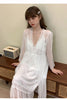 Female Nighty&Robe Set Perspective Temptation Nightgown Intimate Lingerie Spring Summer Silk Satin Sleepwear Loose Home Dress