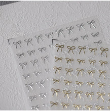 Load image into Gallery viewer, Lovely Gold Silver Black White Line Bowknot 3D Self Adhesive Nail Art Decorations Stickers Ribbon Cute Manicure Decals Wholesale
