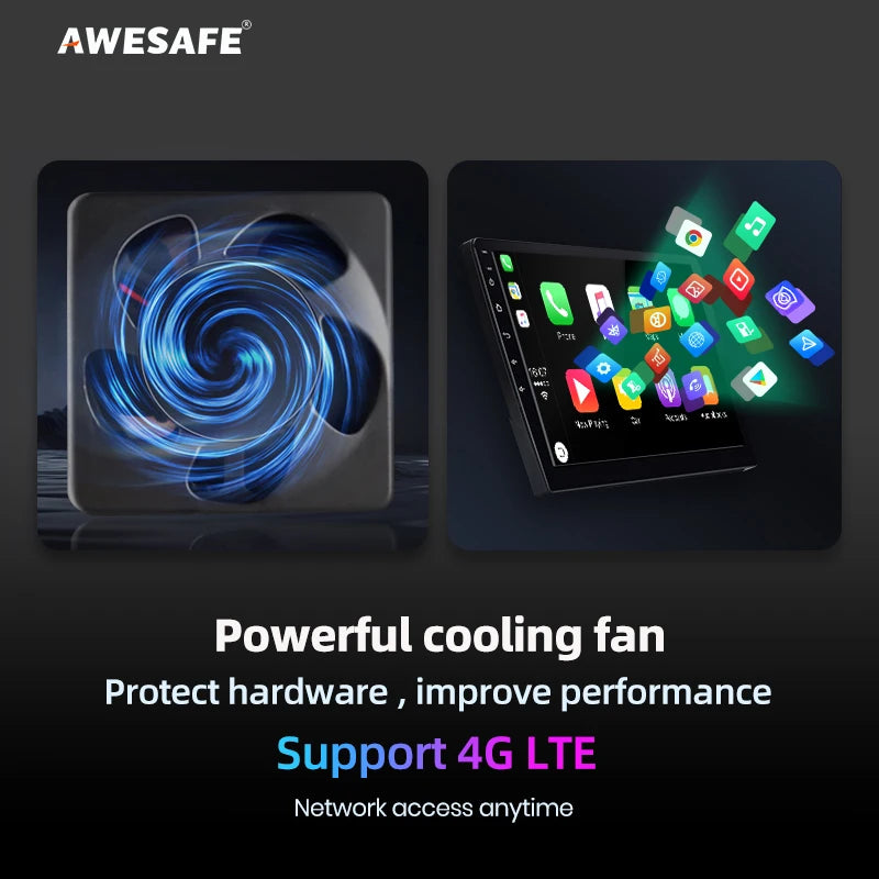 AWESAFE Wireless CarPlay for Apple Android 13 Auto Radio for FIAT 500 Abarth 2007 2008 2009-2015 Multimedia Screen Stereo GPS