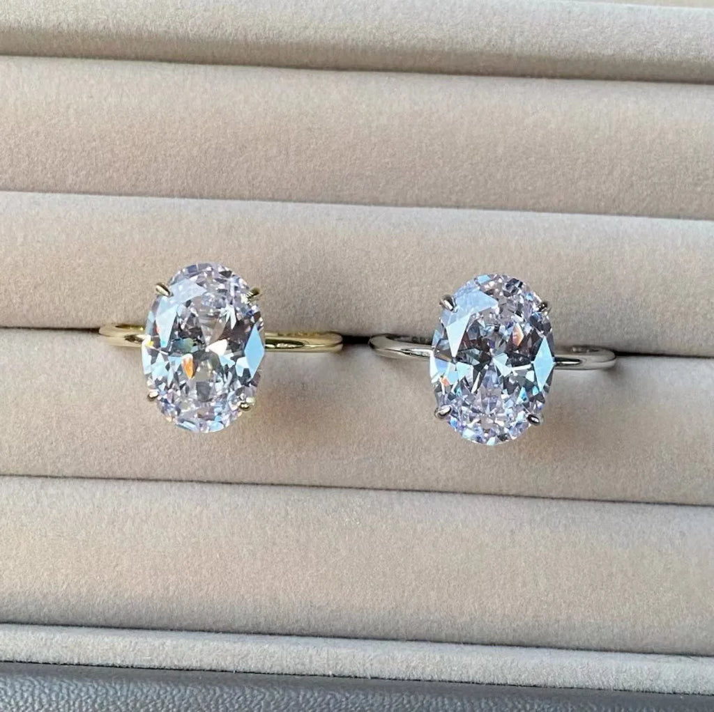 New Hot Selling Gold Plated Rings For Women Oval Cubic Zirconia Jewelry Wedding Engagement Ring Wholesale Size 5-10