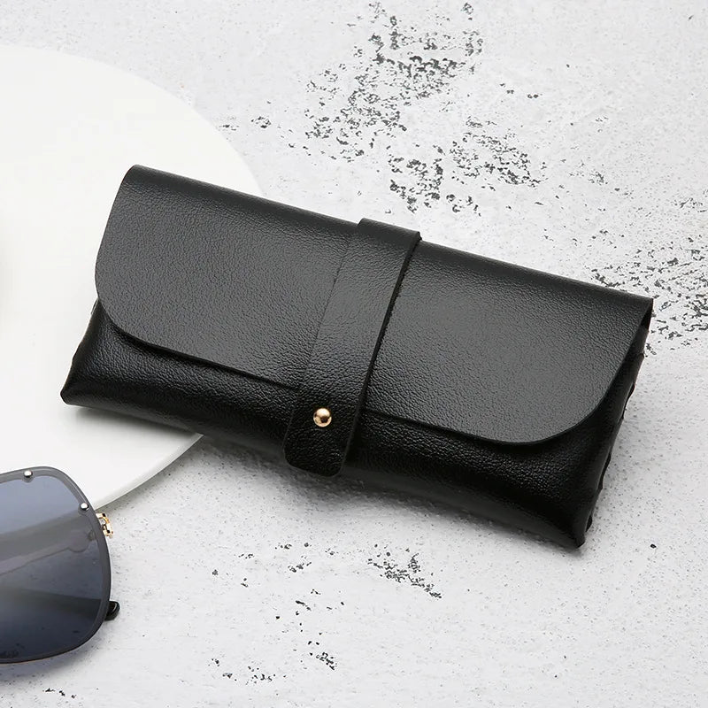 Fashion Glasses Case Handmade Soft Cover Bag For Women Buckle Clamshell Sunglasses Case PVC Leather Glasses Box