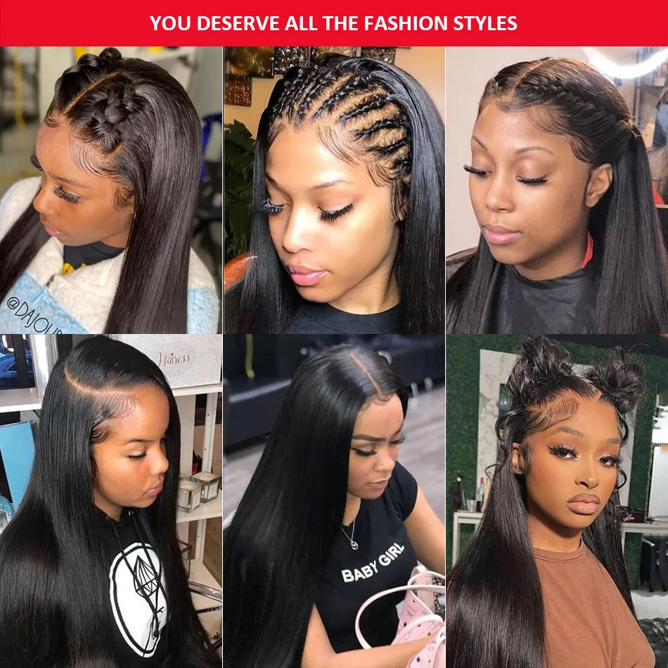 250 Density Straight 13x6 HD Black Lace Frontal Wigs 5x5 Glueless 30 40 Inch 13x4 Lace Front Human Hair Wig Bone Closure Wear Go