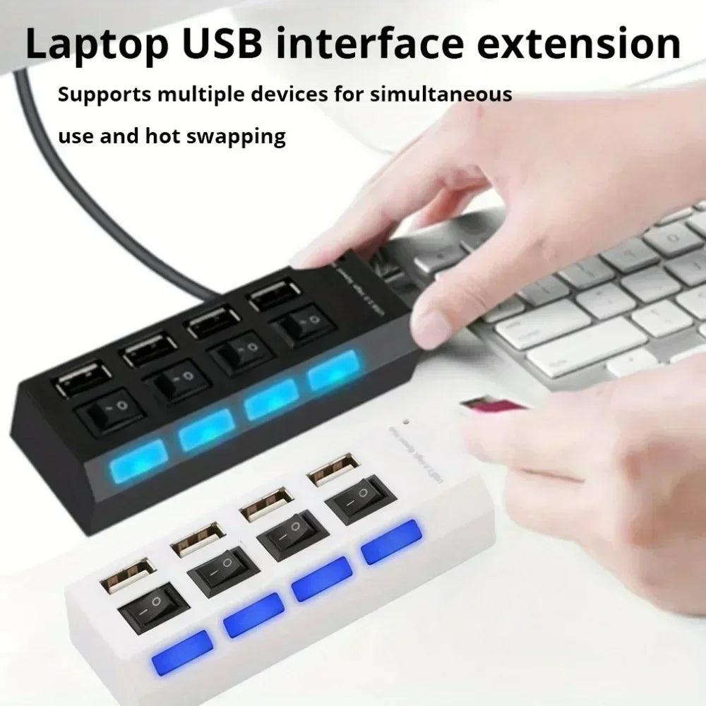 4/7 Ports LED High Speed USB 2.0 Hub 5Gbps Multi Ports USB Power Adapter Expander USB Splitter With Switch For Laptop Computer