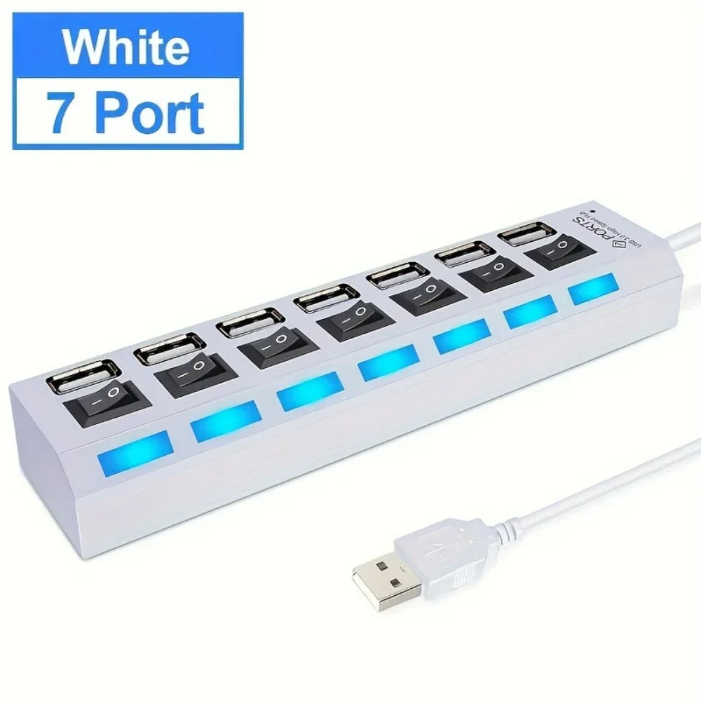 4/7 Ports LED High Speed USB 2.0 Hub 5Gbps Multi Ports USB Power Adapter Expander USB Splitter With Switch For Laptop Computer