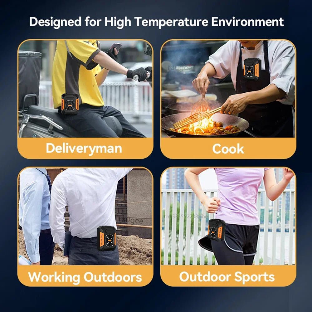 Waist Fan 5000mAh Rechargeable Portable Bladeless Air Conditioner Fan Outdoor Sport Waist Clip Fan with Power Bank Flashlight