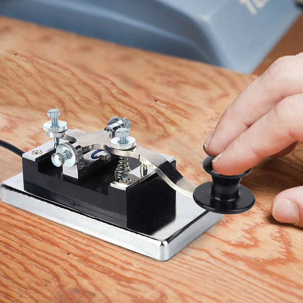 HY-K4 Stainless Steel CW Telegraph Shortwave Radio CW Telegraph Key Morse Key Shortwave Radio Communication Teaching Aids