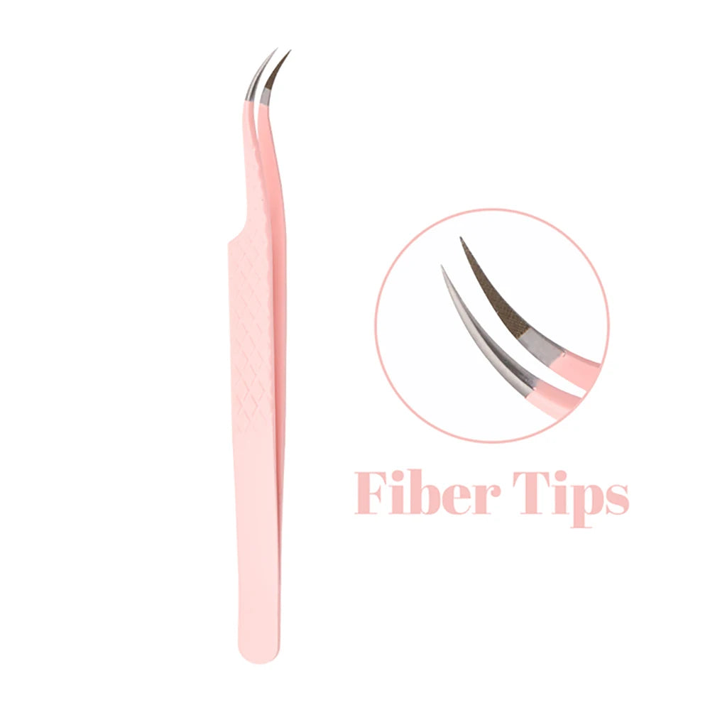 Fadvan Tweezers for Lashes Extension Fiber Tips Stainless Steel Makeup Tweezers Anti-static Free Print Your Logo