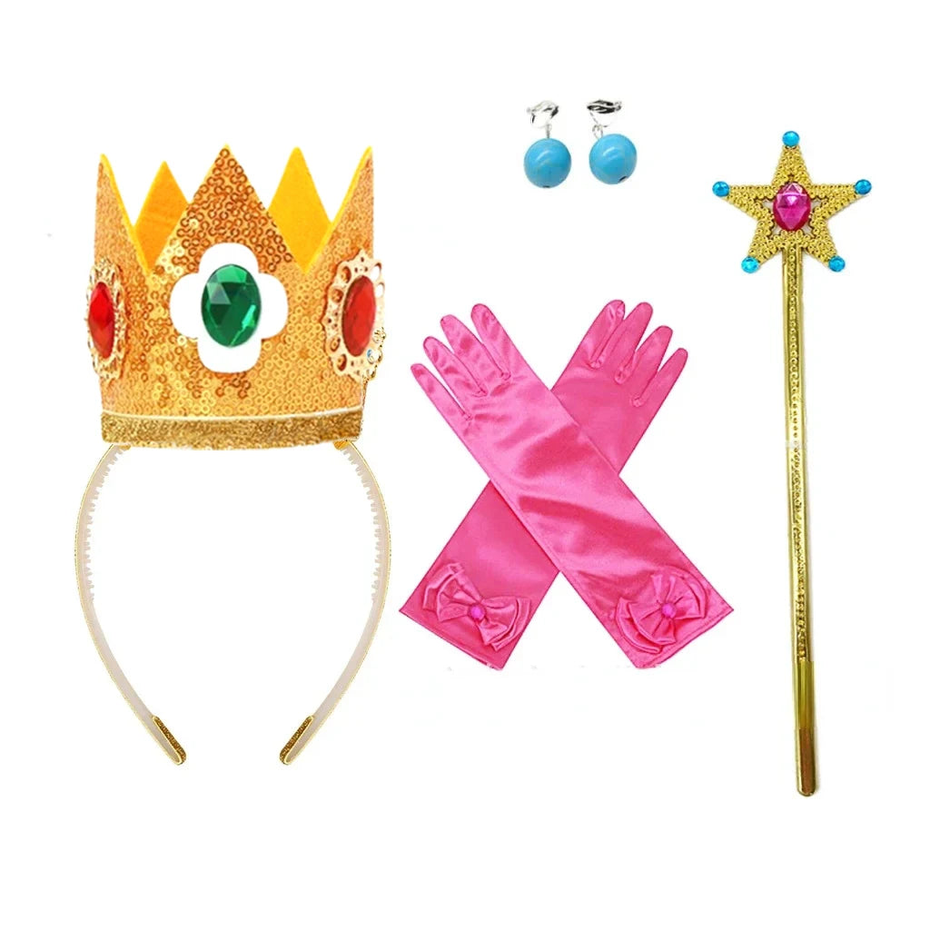 2025 Cartoon Princess Crown Cosplay Pentagram Magic Stick Earring Set Anime Girl Dress Up Halloween Christmas Gift