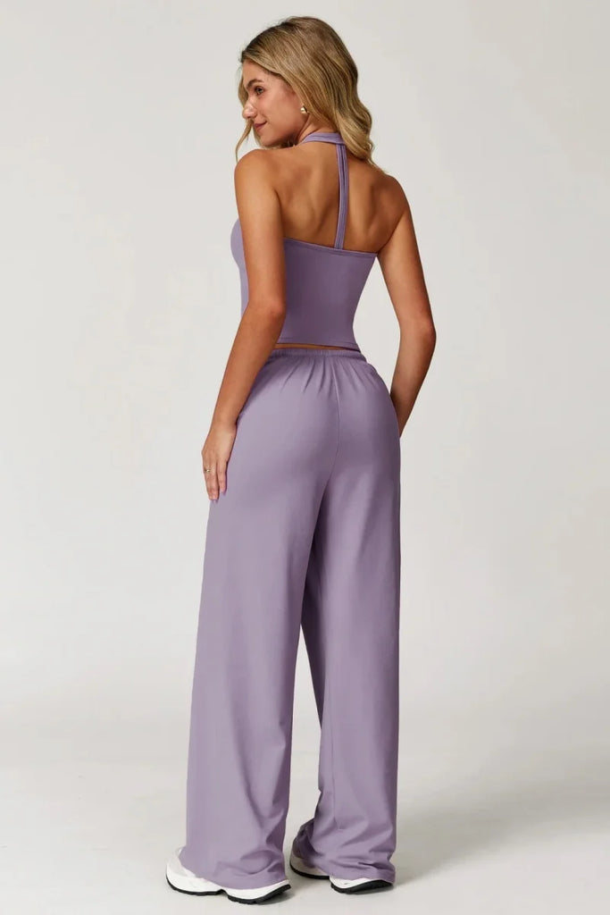 European and American fashion women's trousers set comfortable wide-leg trousers set loose casual pants women's sports fitness e