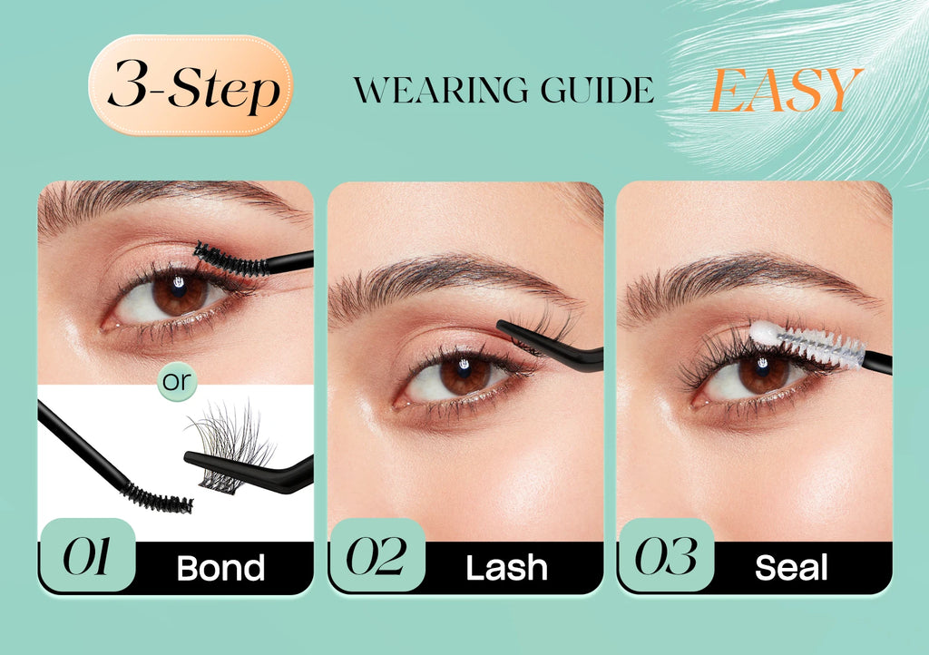 Individual Lashes Cluster C Curl Mix Lash Clusters 3D Wispy DIY Eyelash Extension 0.1mm Super Thin Band Resuable Natural Lashes