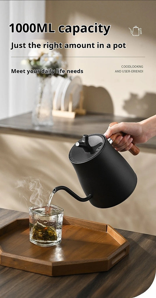 1000ML Smart Temperature Control Electric Kettle - Auto Shut-Off & Boil-Dry Protection - Stainless Steel Pour-Over Coffee &