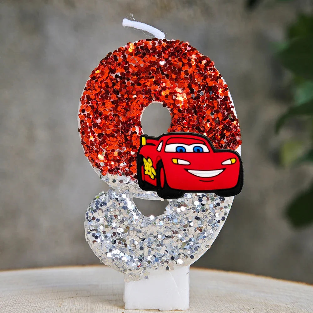 Mcqueen Candles Anime Cake Decor Theme 0-9 Number Candles Birthday Party Cake Topper Kids  Baby Shower  Gift Supplie