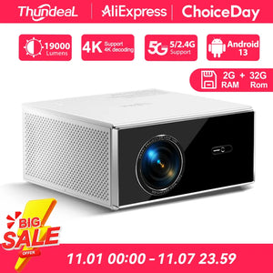 ThundeaL TDA7W Full HD 1080P Projector Android 13 WiFi6 2G 32G Projetor 4k Video TDA7 Voice Control 3D Smart Home Theater Beamer