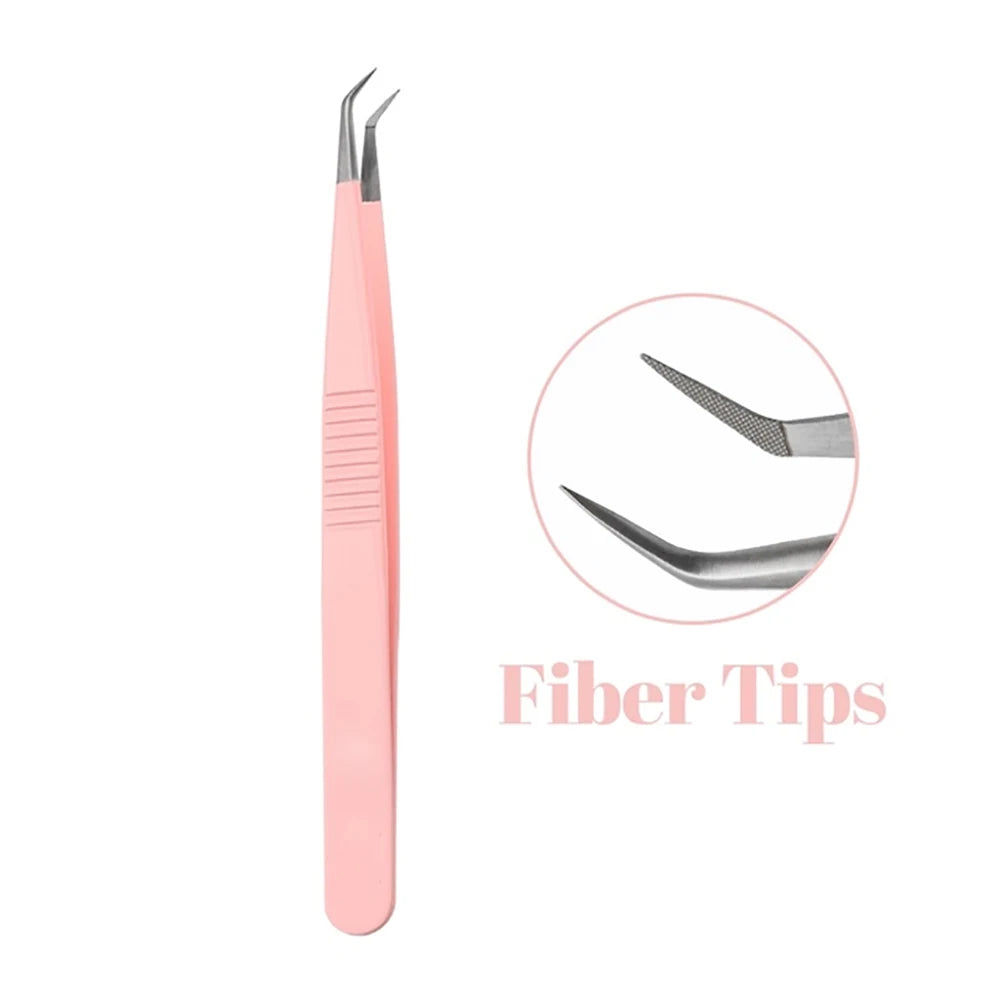 Fadvan Tweezers for Lashes Extension Fiber Tips Stainless Steel Makeup Tweezers Anti-static Free Print Your Logo