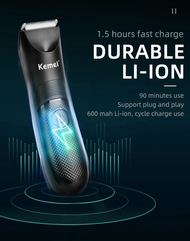 Kemei Groin Area Hair Trimmer Body Hair Hygiene Razor Ceramic Blade Waterproof Wet Dry Clippers Electric Shaving Machine KM-1838