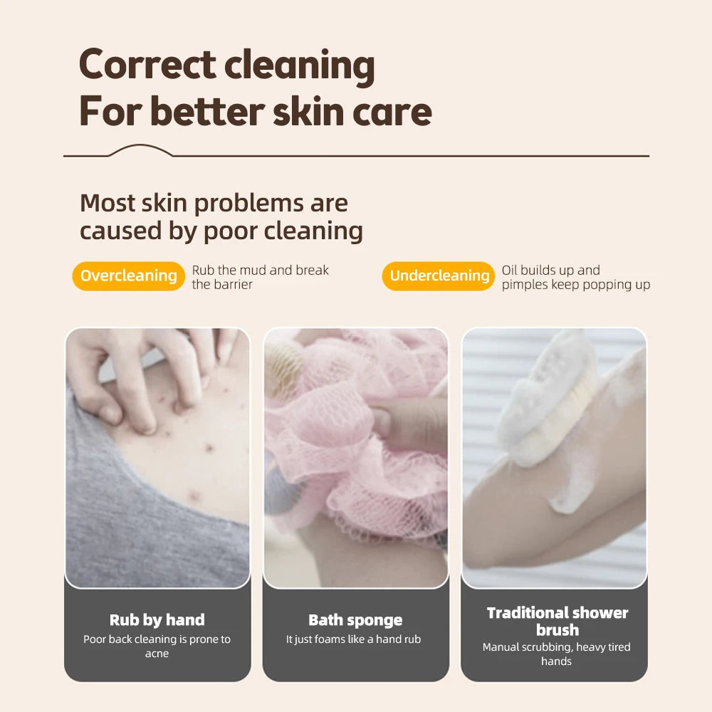 Electric shower brush, rechargeable, waterproof IPX7, 3-speed 6-in-1, wireless shower brush head, lazy scrubbing tool