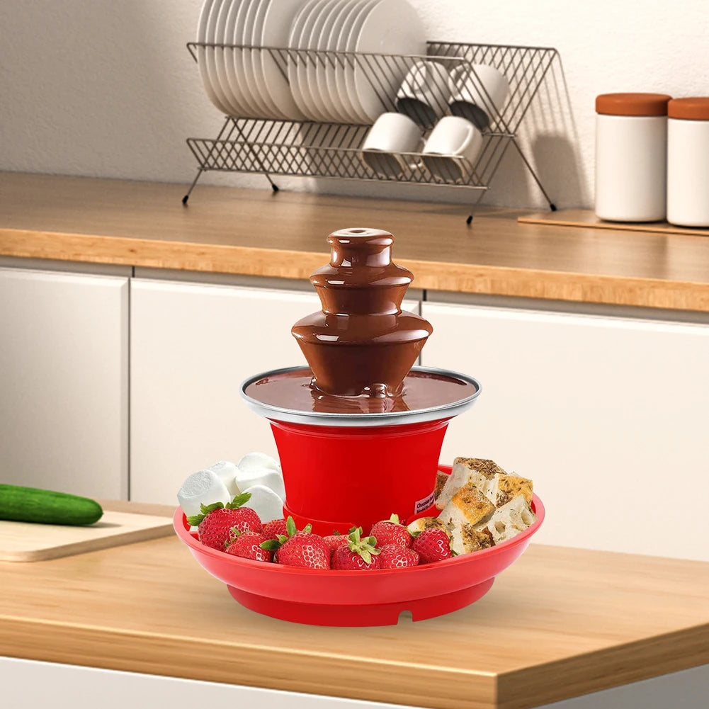 3 Layer Chocolate Waterfall Hotpot Machine DIY Handmade Electric Chocolate Fondue Fountain 35W for Weddings Birthday Parties