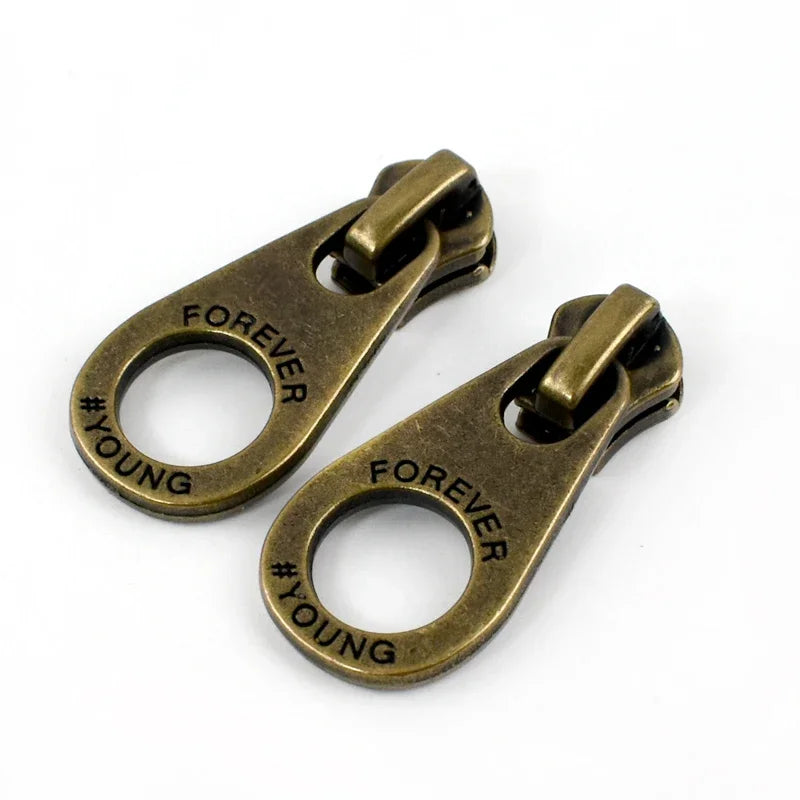 5/10Pcs Meetee 5# Bronze Zipper Slider Pull for Metal Zippers Sewing Bag Zips Puller Head Clothes Zip Repair Kit DIY Accessories