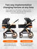 Luxury Baby Stroller 3 in 1 Newest Easy Folding Multifunctional Stroller Travel Portable Baby Carriage Safety Seat EU Standard