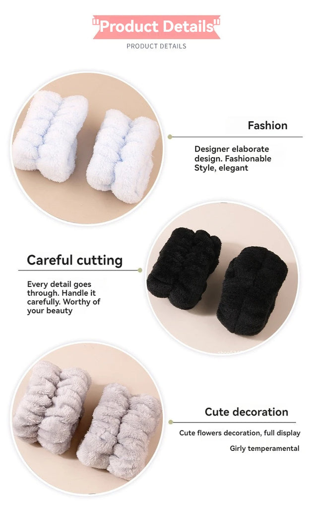 Cute Plush Wristband Hair Tie Makeup Mask Moisture Proof Sleeve Cover Hair Ring Headphone Women