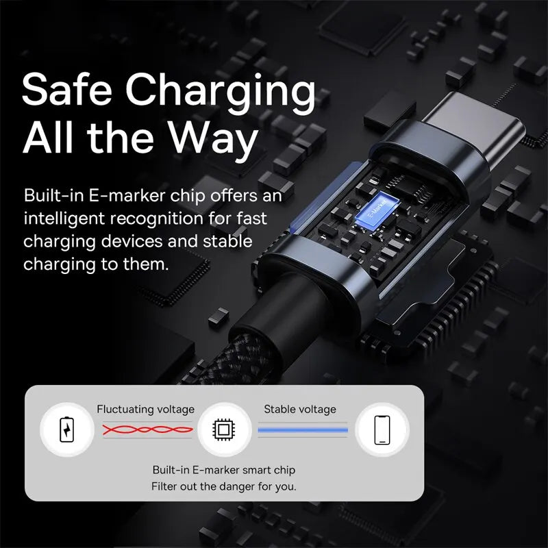 Baseus 100W USB C To Type C Cable For iPhone  16 15 Plus Pro Max PD Fast Charging Charger Cable For Macbook Xiaomi Samsung