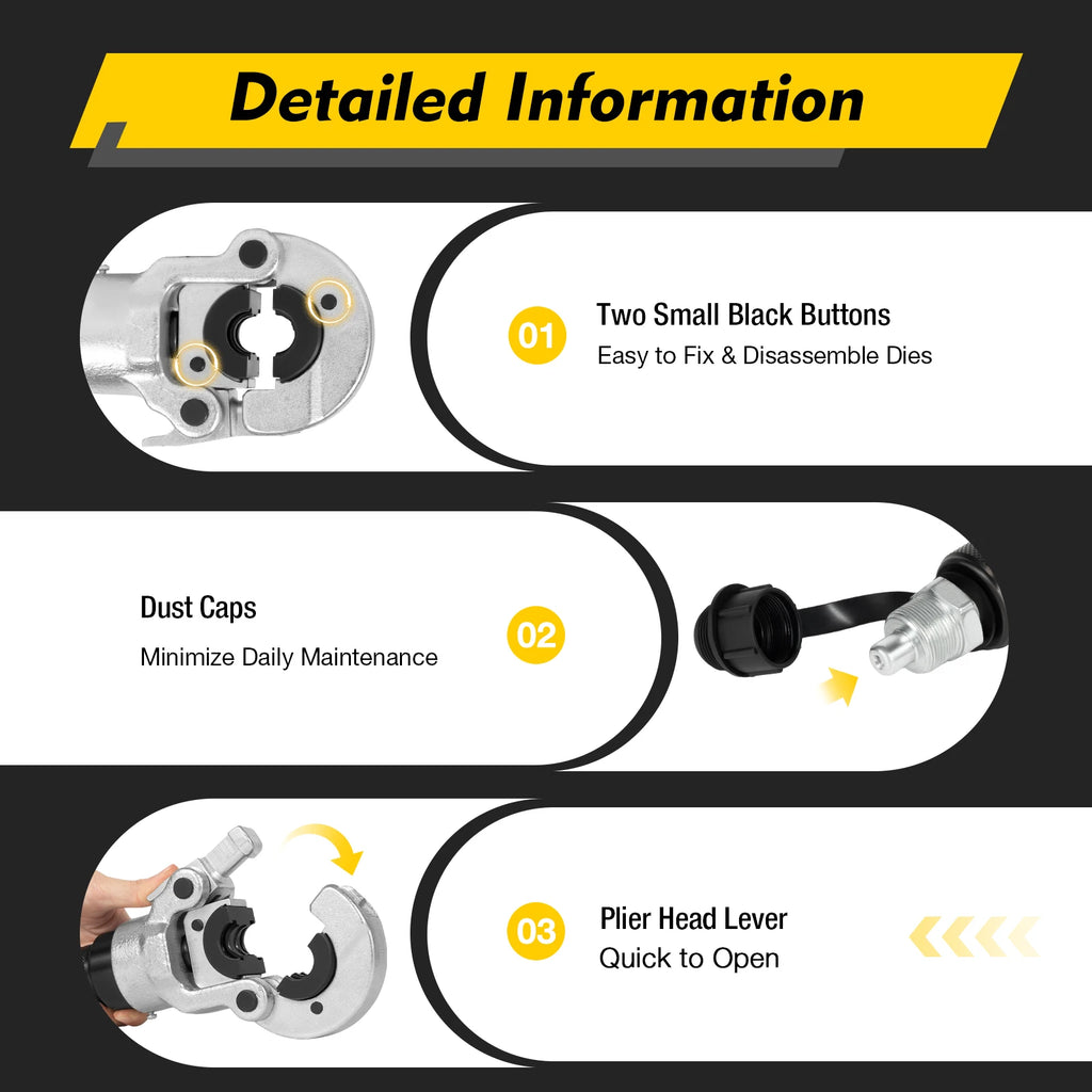 Hydraulic Pump Crimping Pliers 6T with 9 Dies for Stainless Steel Pipe Copper Tube PEX PB Press V12-28mm  TH16-32mm Set
