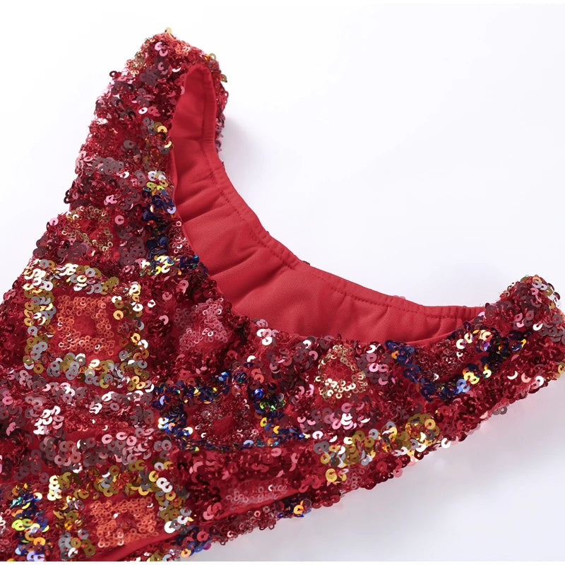 Sexy Sequin Bikini Skirt Sets Women Halter Backless Sleeveless Bikinis Lace Up Slim Mini Skirts Set 2025 Summer Lady Beach Suits