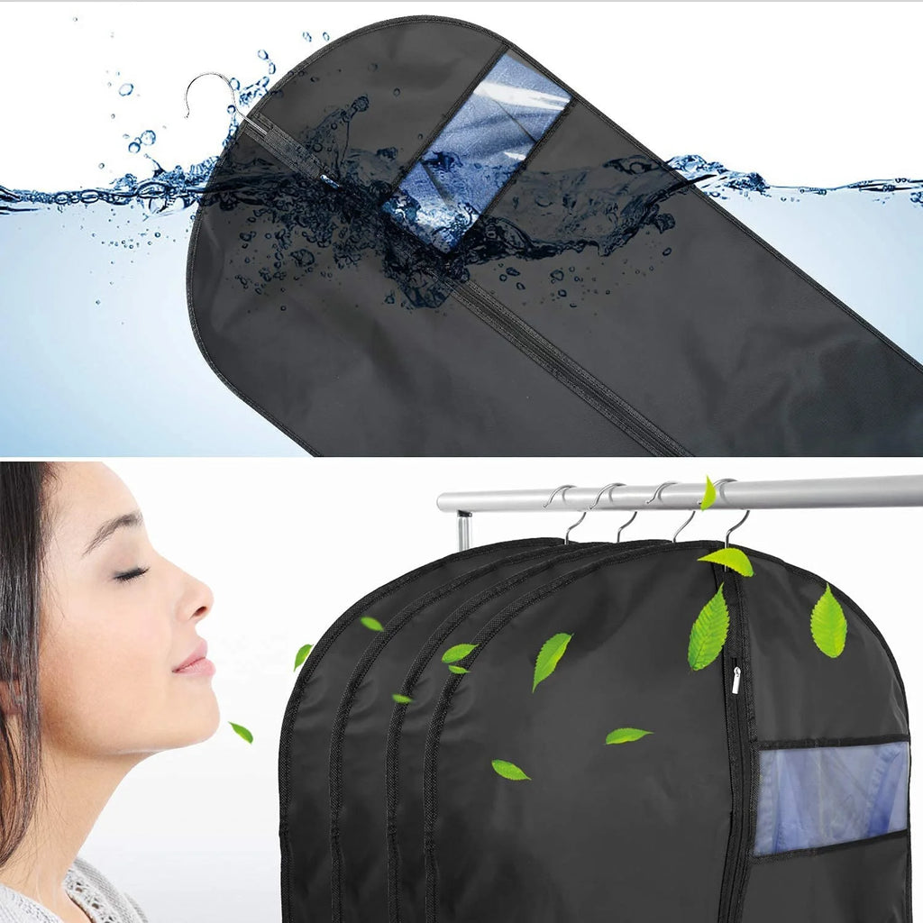 Thick Garment Suit Hanger Cover Bag with Zipper, Closet Storage Dust Coat Cover for Hanging Clothes, Breathable Dress Gown Bag