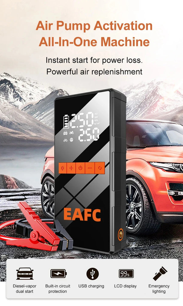 2 in 1 Car Jump Starter with Air Compressor Car Battery Emergency Boosters 1200A 12V Power Bank Portable Starting Device
