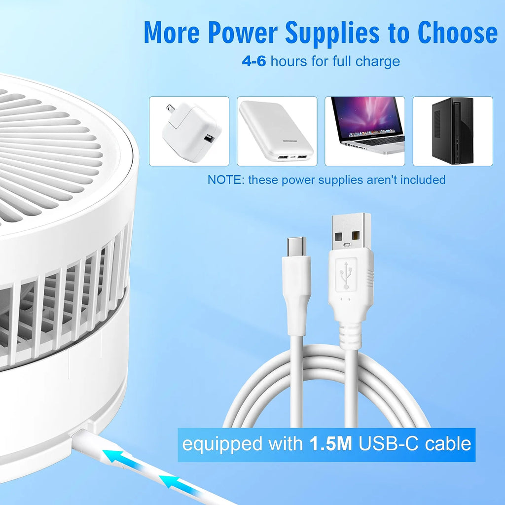 7200mAh Telescopic Foldable Fan Wireless USB Rechargeable Battery Low Noise Fan Height Adjustable Outdoor Portable Small Fans