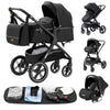 Luxurious 3 in 1 Baby Stroller Portable Travel Baby Carriage Folding Prams Aluminum Frame High Landscape Car for Newborn Baby BLACK