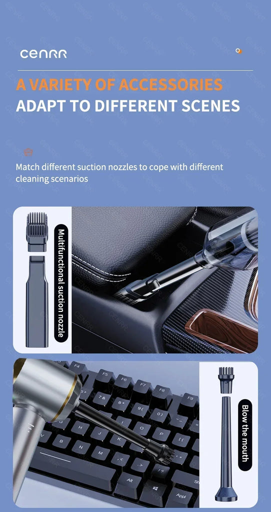 CENRR 360000PA Car Vacuum Cleaner Strong Suction Cordless Wireless Cleaner Portable  HandHeld Vacuum Cleaner Cleaning Machine